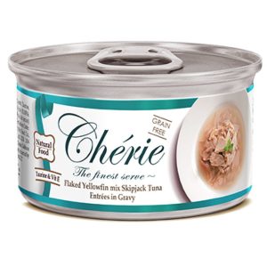 Cherie Flaked Yellowfin Mix Skipjack Tuna Entrees In Gravy Canned Cat Food 80g