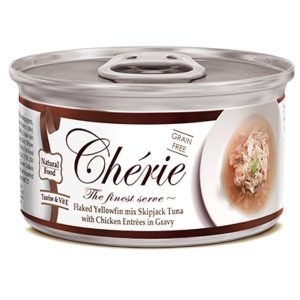 Cherie Flaked Yellowfin Mix Skipjack Tuna With Chicken Entrees In Gravy Canned Cat Food 80g