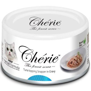 Cherie Hairball Formula Tuna Topping Snapper In Gravy Canned Cat Food 80g