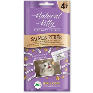 25% OFF: Natural Kitty Functional Skin & Coat Care Salmon Puree Creamy Liquid Cat Treats 48g