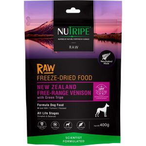 67% OFF (Exp 27Apr25)': Nutripe Raw NZ Free-Range Venison With Green Tripe Grain-Free Freeze-Dried Dog Food 400g