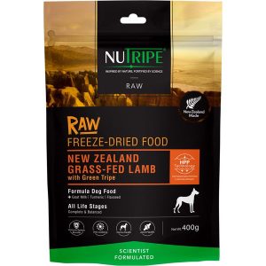 63% OFF (Exp 1May25)': Nutripe Raw NZ Grass-Fed Lamb With Green Tripe Grain-Free Freeze-Dried Dog Food 400g