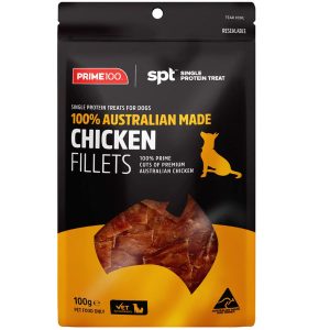 Prime100 Single Protein Chicken Fillets Dog Treats 100g