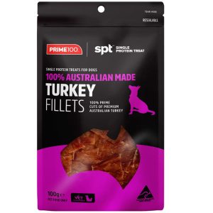 Prime100 Single Protein Turkey Fillets Dog Treats 100g