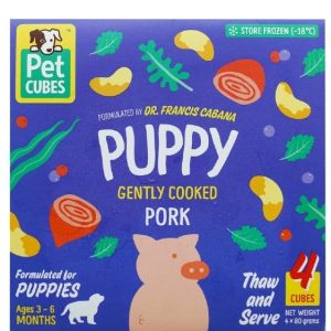 PetCubes Puppy Gently Cooked Pork Grain-Free Frozen Dog Food 2.24kg