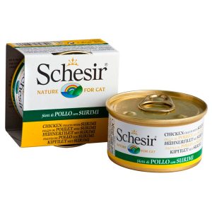 30% OFF (Exp 9May25): Schesir Chicken Fillet with Surimi in Jelly Adult Canned Cat Food 85g
