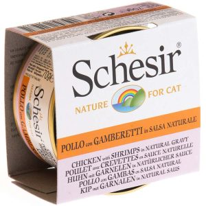 35% OFF (Exp 28Apr25)': Schesir Chicken With Shrimp In Natural Gravy Grain-Free Adult Canned Cat Food 70g