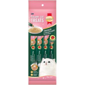 3 FOR $11.70 (Exp 10Jul25): Smartheart Cranberry Chicken & Scallop Creamy Cat Treats 15gx4
