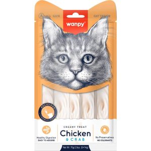4 FOR $8.80: Wanpy Creamy Chicken & Crab Liquid Cat Treats 70g